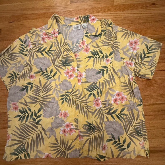 Classic‎ Elements Plus Size Yellow Floral Hawaiian Shirt 20/22W - Picture 1 of 4